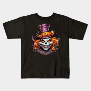 Scary Grinning Halloween Clown Kids T-Shirt